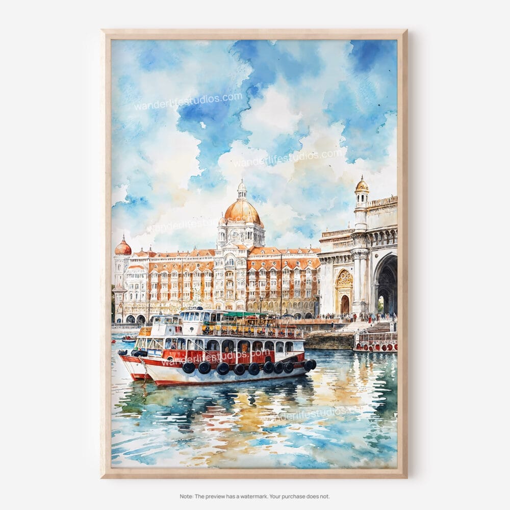 01 - Mumbai Taj Mahal Palace Watercolor Art - Digital Downloads - Main.jpg
