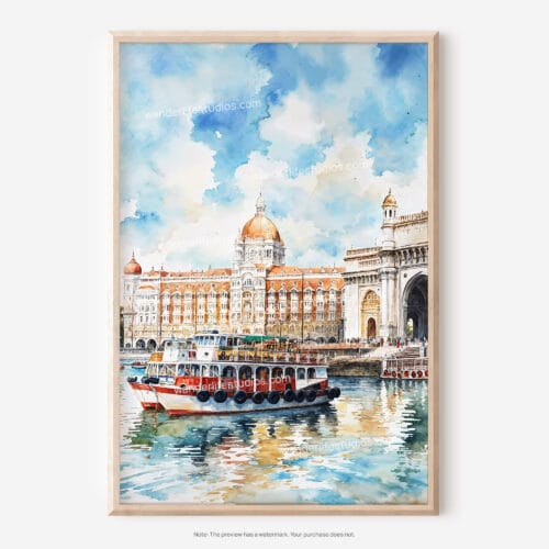 01 - Mumbai Taj Mahal Palace Watercolor Art - Digital Downloads - Main.jpg