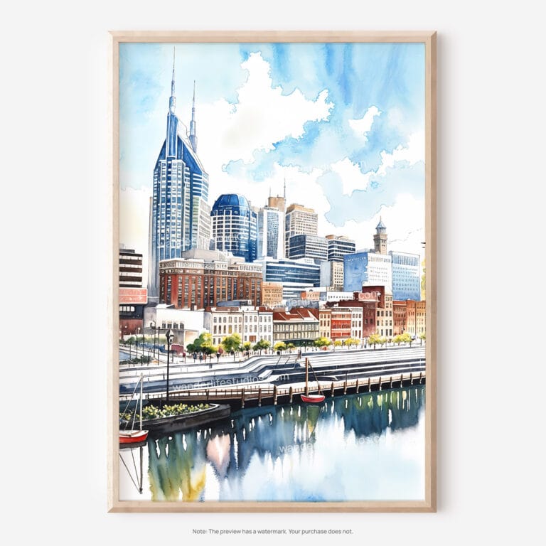 01 - Nashville Skyline Watercolor Art - Digital Downloads - Main.jpg