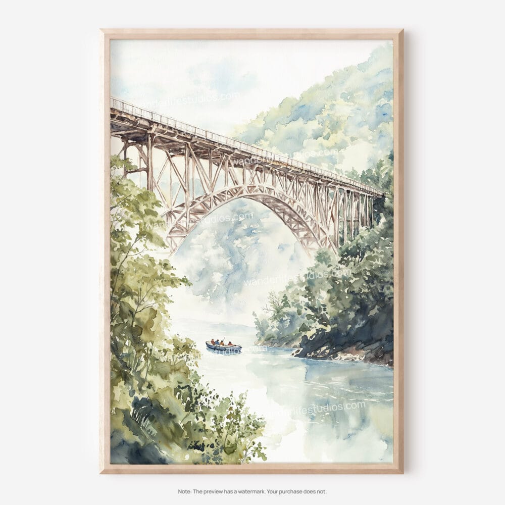 01 - New river gorge Bridge Watercolor Art - Digital Downloads - Main.jpg