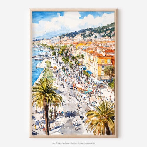 01 - Nice French Riviera Watercolor Art - Digital Downloads - Main.jpg