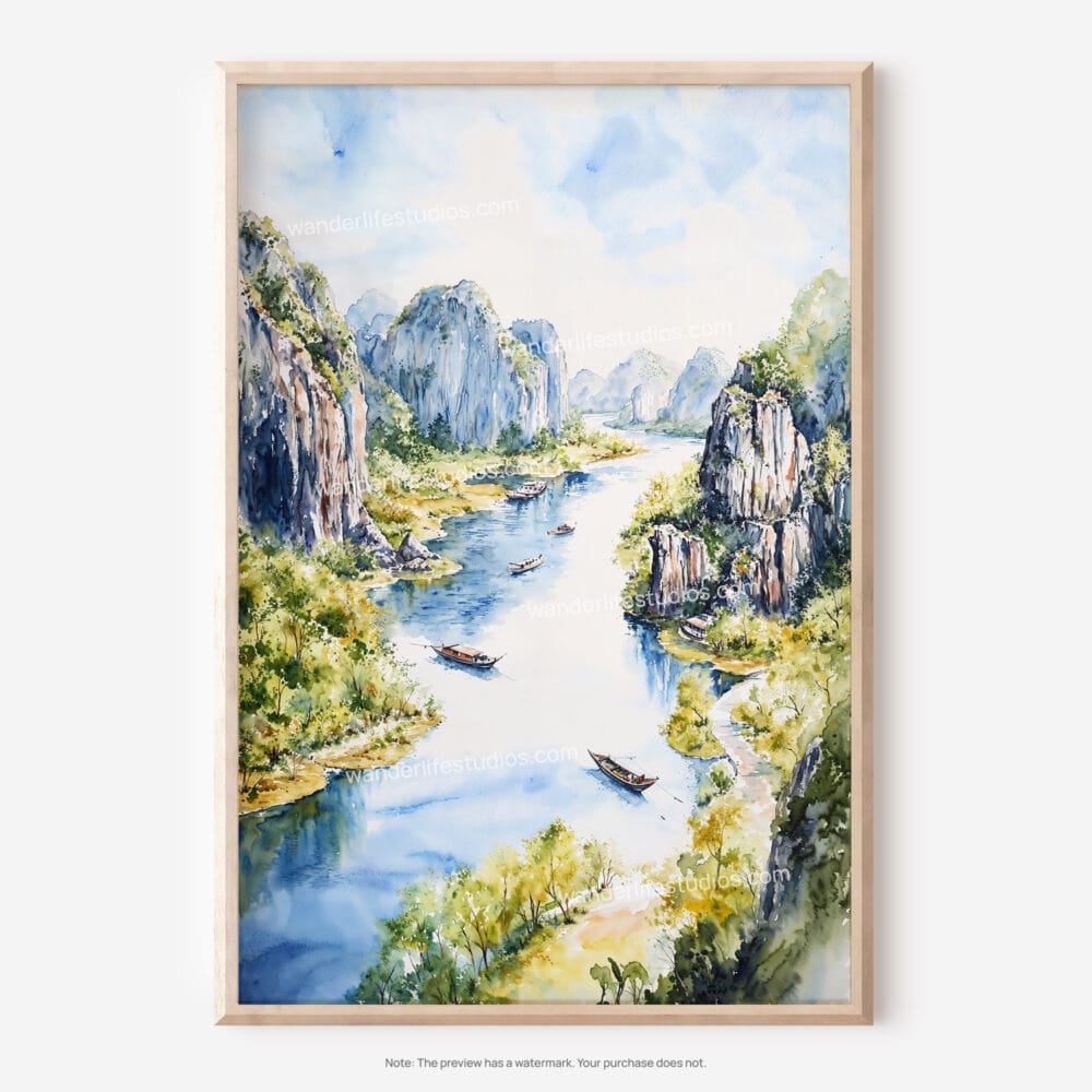 01 - Ninh Binh Watercolor Art - Digital Downloads - Main.jpg