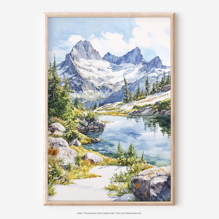 01 - North Cascades National Park Watercolor Art - Digital Downloads - Main.jpg