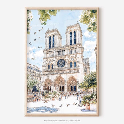 01 - Notre Dame Watercolor Art - Digital Downloads - Main.jpg