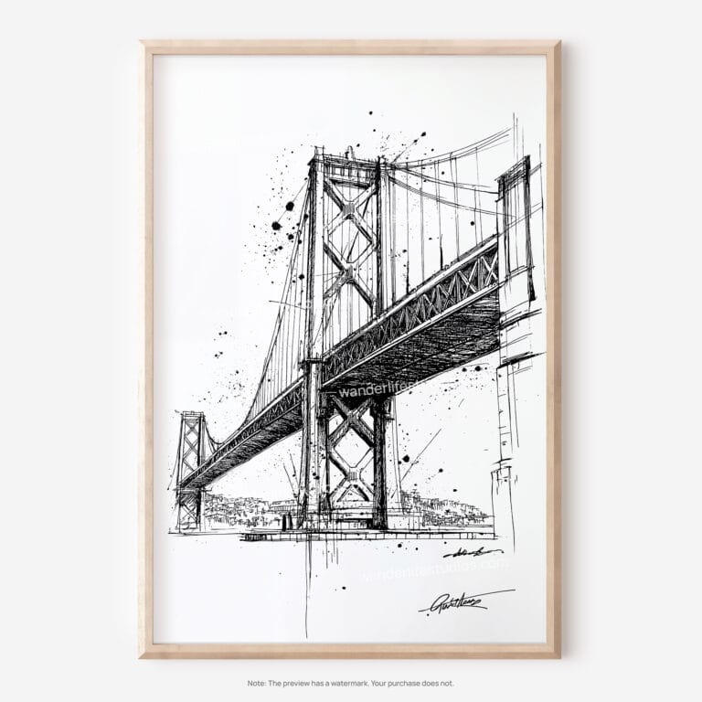 01 - Oakland Bridge Pencil Drawing Art - Digital Downloads - Main.jpg