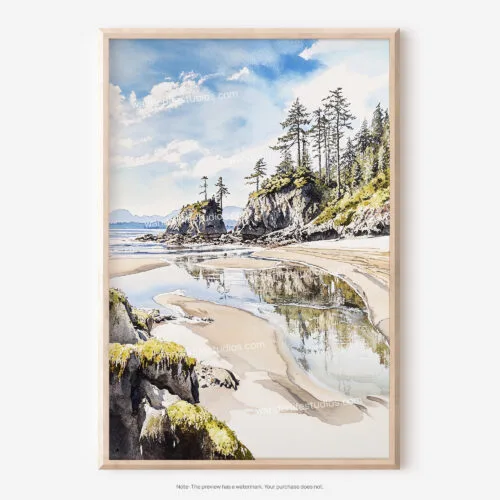 01 - Olympic National Park Rialto Beach Watercolor Art - Digital Downloads - Main.jpg