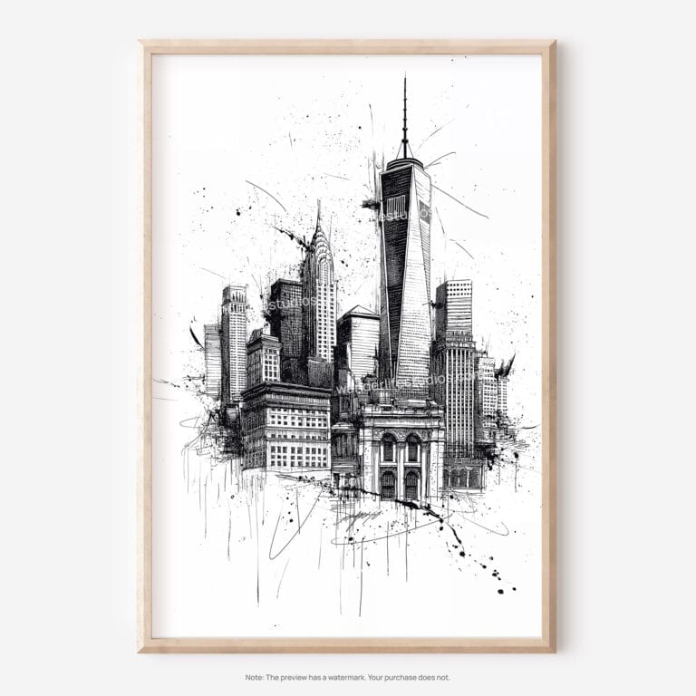 01 - One World Trade Center Pencil Drawing Drawimg Art - Digital Downloads - Main.jpg
