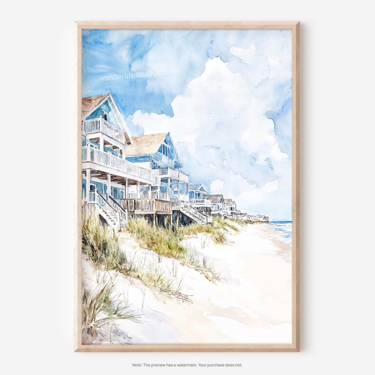 01 - Outer Banks Cottage Watercolor Art - Digital Downloads - Main.jpg