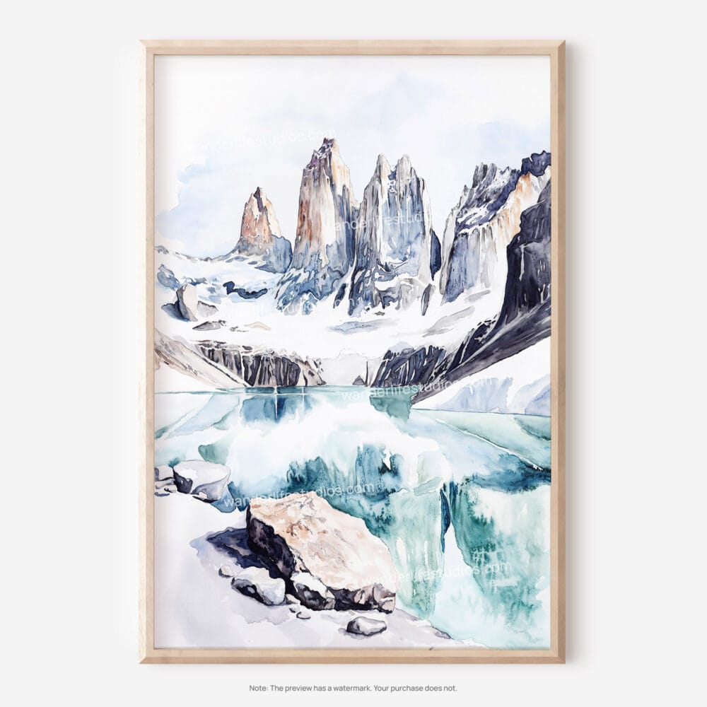 01 - Patagonia Torres Del Paine Watercolor Art - Digital Downloads - Main.jpg