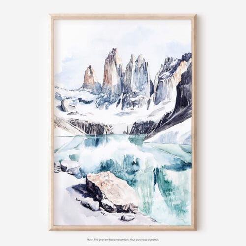 01 - Patagonia Torres Del Paine Watercolor Art - Digital Downloads - Main.jpg