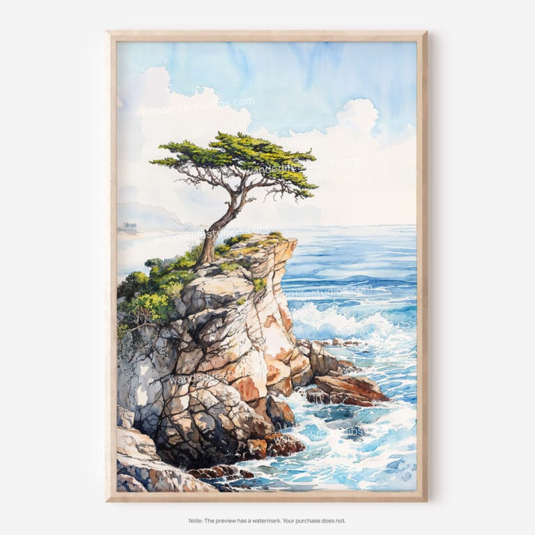 01 - Pebble Beach Cypress Watercolor Art - Digital Downloads - Main.jpg