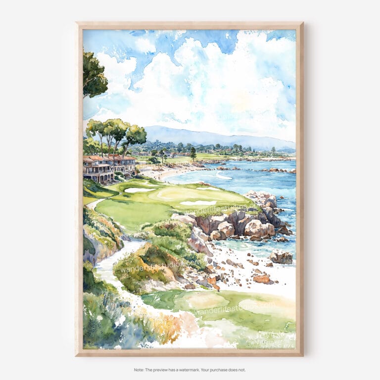 01 - Pebble Beach Golf Course Watercolor Art - Digital Downloads - Main.jpg