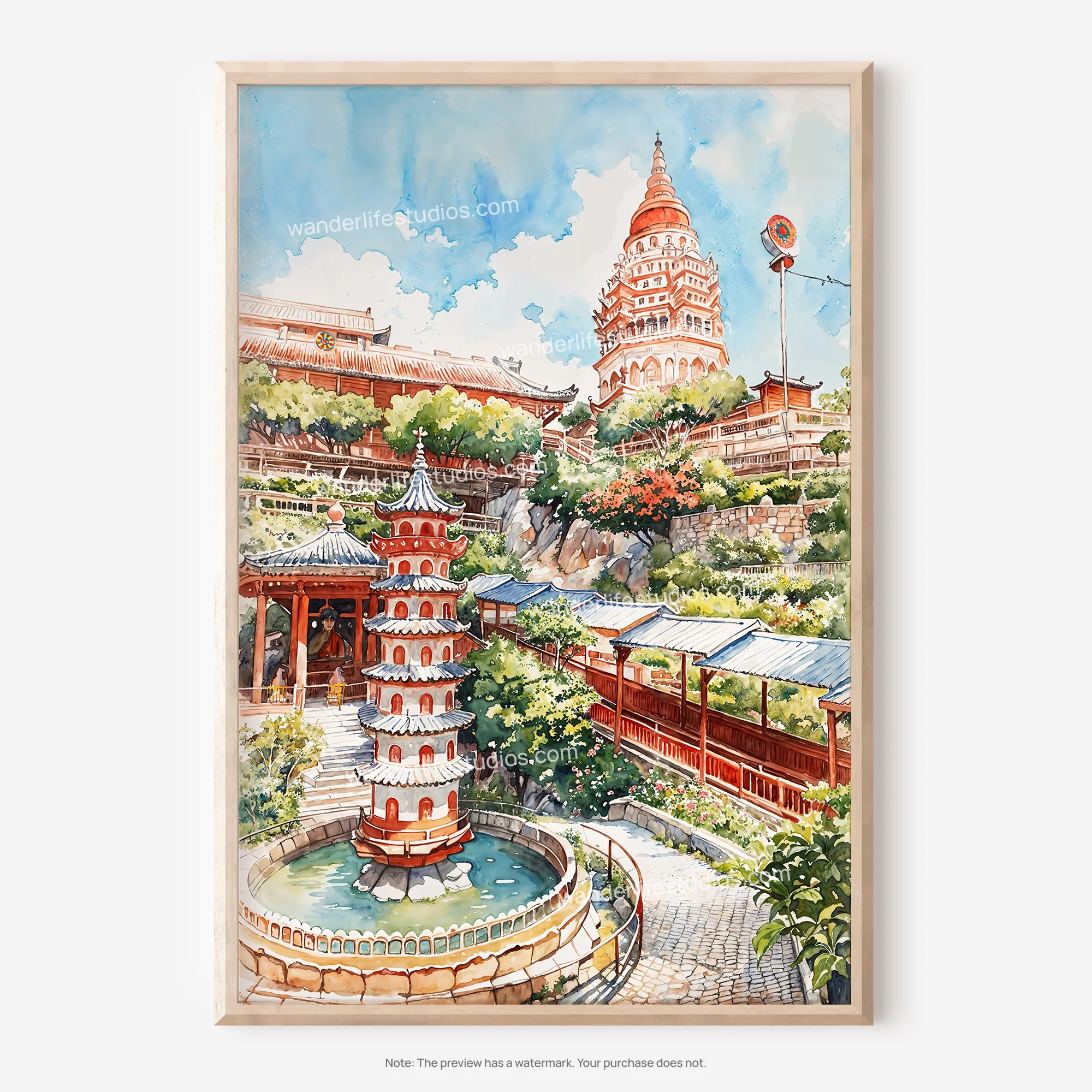 Penang Malaysia Watercolor Art Print – Digital Download Wall Art 3 Penang Malaysia Watercolor Art Print – Digital Download Wall Art