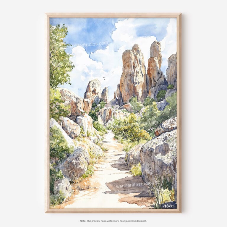 01 - Pinnacles National Park California Watercolor Art - Digital Downloads - Main.jpg