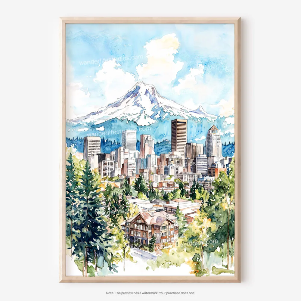 01 - Portland Oregon Watercolor Art - Digital Downloads - Main.jpg