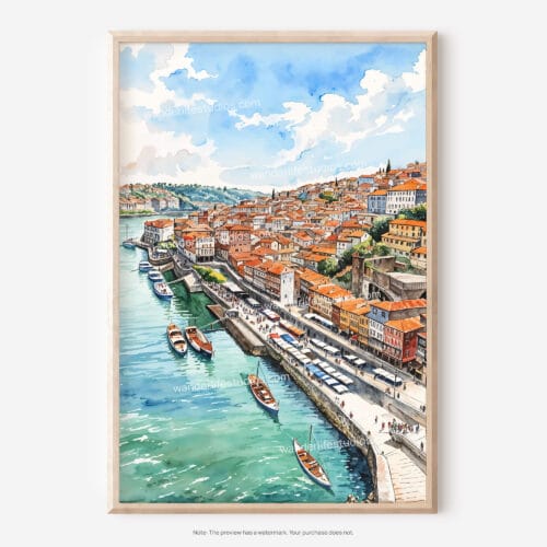 01 - Porto Skyline Watercolor Art - Digital Downloads - Main.jpg