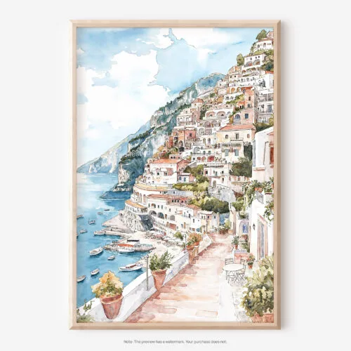 01 - Positano Watercolor Art - Digital Downloads - Main.jpg