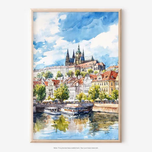 01 - Prague St Vitus Cathedral Watercolor Art - Digital Downloads - Main.jpg