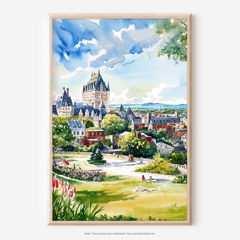 01 - Quebec Château Frontenac Watercolor Art - Digital Downloads - Main.jpg