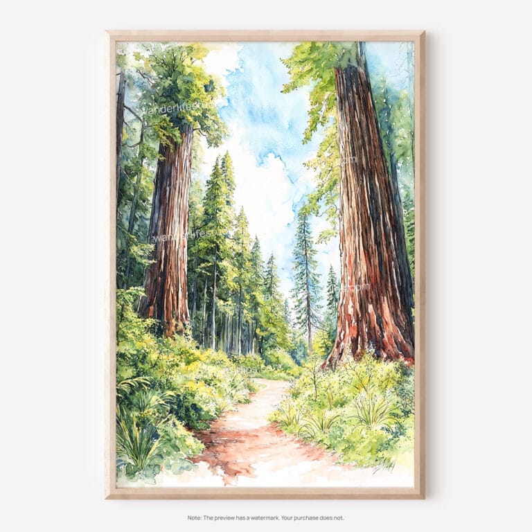 01 - Redwood National Park California Watercolor Art - Digital Downloads - Main.jpg