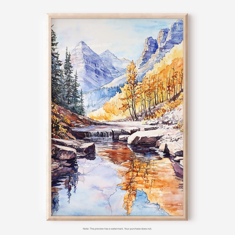 01 - Rocky Mountains Canada Watercolor Art - Digital Downloads - Main.jpg