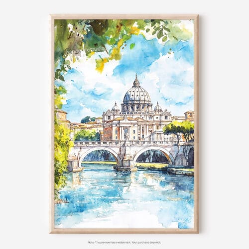 01 - Rome Italy Watercolor Art - Digital Downloads - Main.jpg