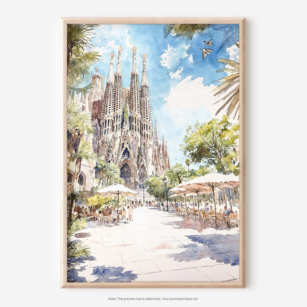 01 - Sagrada Familia Watercolor Art - Digital Downloads - Main.jpg
