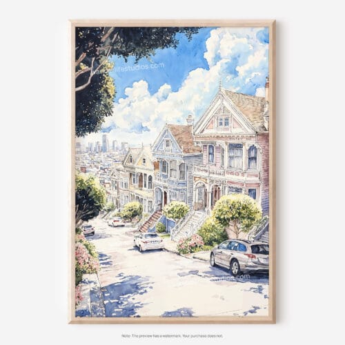 01 - San Francisco - Painted Ladies Watercolors Art - Digital Downloads - Main.jpg