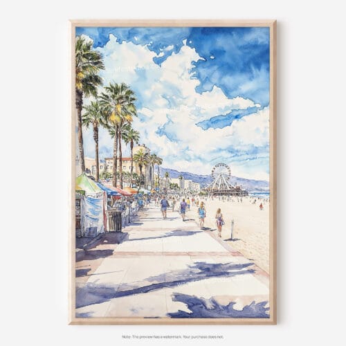 01 - Santa Monica Watercolor Art - Digital Downloads - Main.jpg