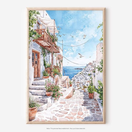 01 - Santorini Watercolor Art - Digital Downloads - Main.jpg