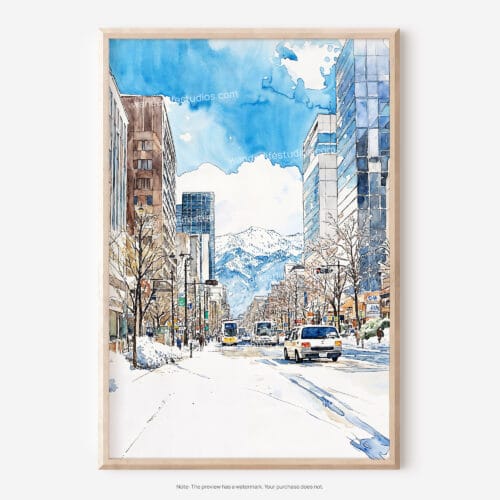 01 - Sapporo City Watercolor Art - Digital Downloads - Main.jpg
