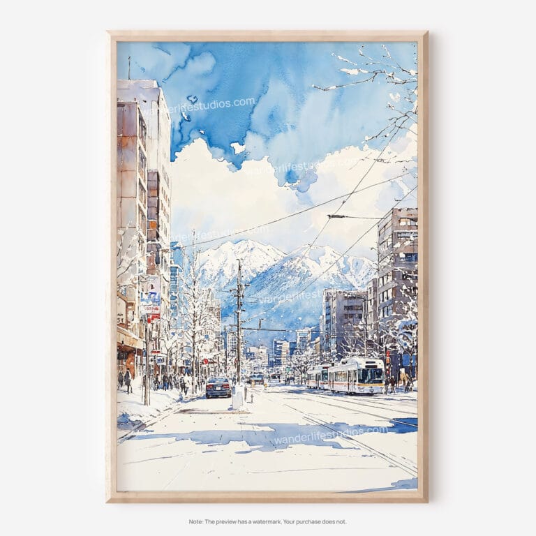 01 - Sapporo Japan Watercolor Art - Digital Downloads - Main.jpg