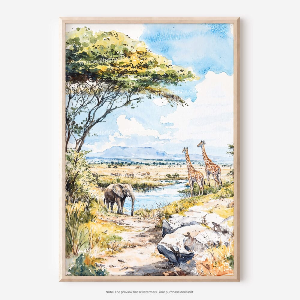 01 - Serengeti Watercolor Art - Digital Downloads - Main.jpg