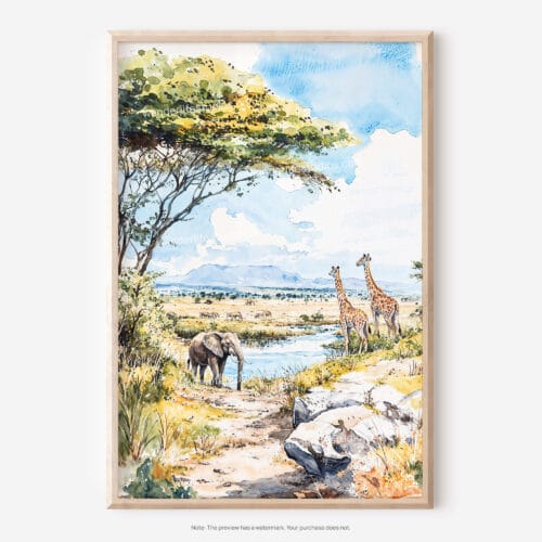 01 - Serengeti Watercolor Art - Digital Downloads - Main.jpg