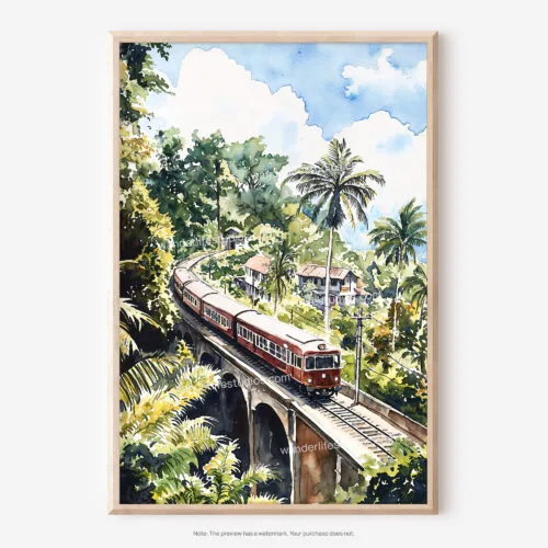 01 - Sri Lanka Train Watercolor Art - Digital Downloads - Main.jpg