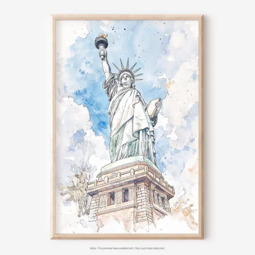01 - Statue of liberty Watercolor Art - Digital Downloads - Main.jpg