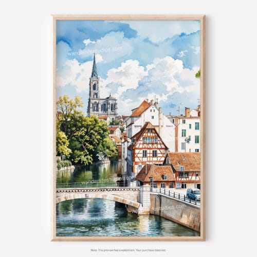 01 - Strasbourg France Watercolor Art - Digital Downloads - Main.jpg