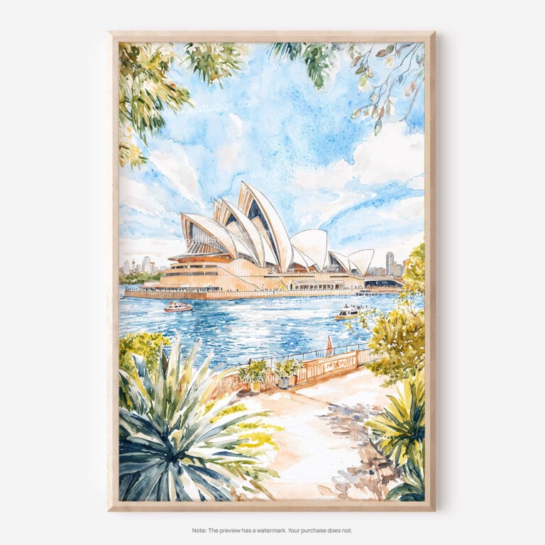 01 - Sydney Australia Opera House Watercolor Art - Digital Downloads - Main.jpg