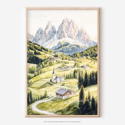 01 - The Dolomites Watercolor Art - Digital Downloads - Main.jpg