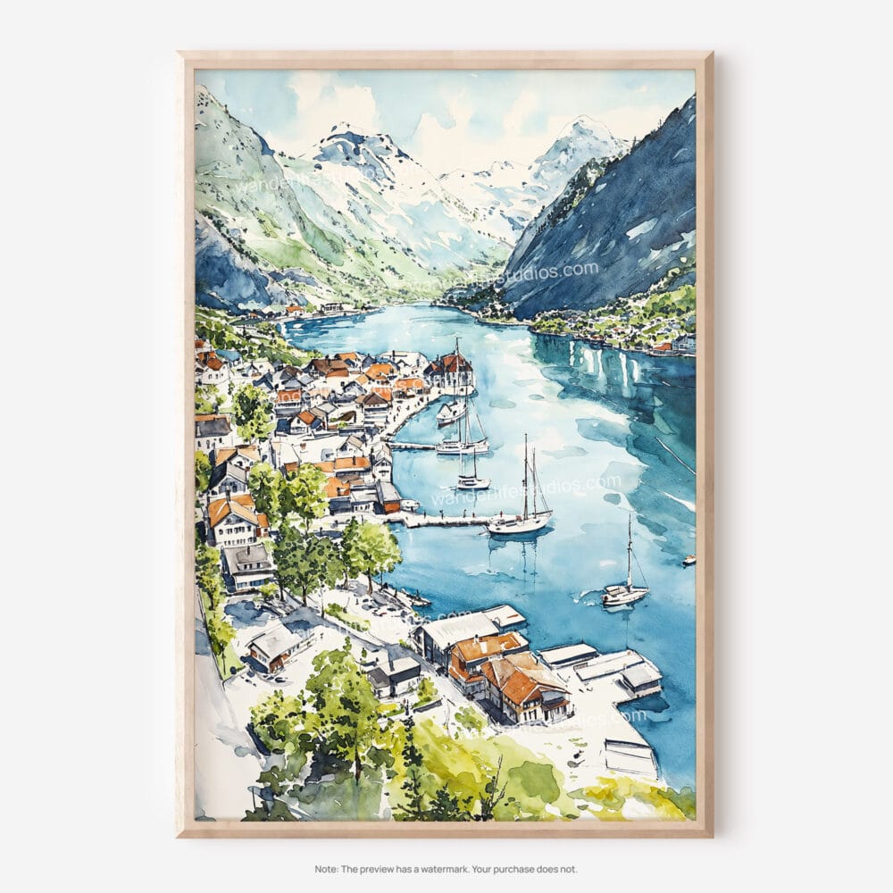 01 - The Fjords Watercolor Art - Digital Downloads - Main.jpg