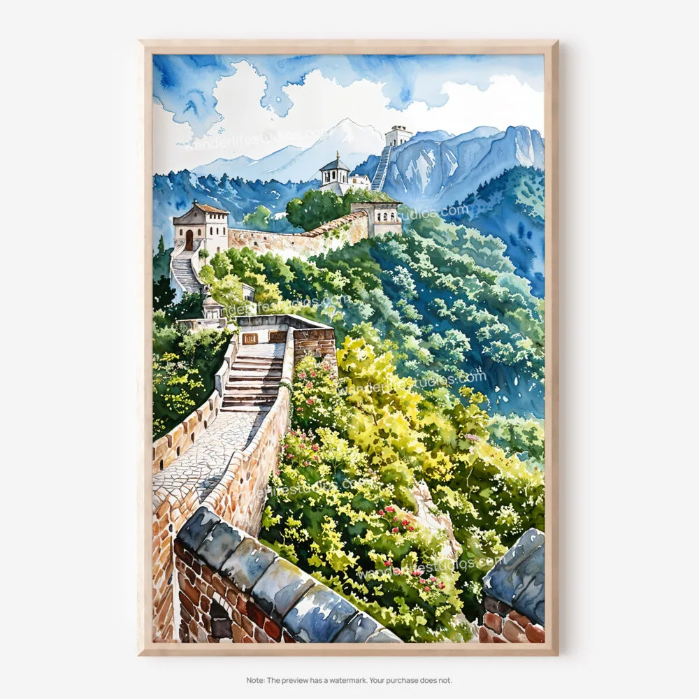 01 - The Great Wall of China Watercolor Art - Digital Downloads - Main.jpg