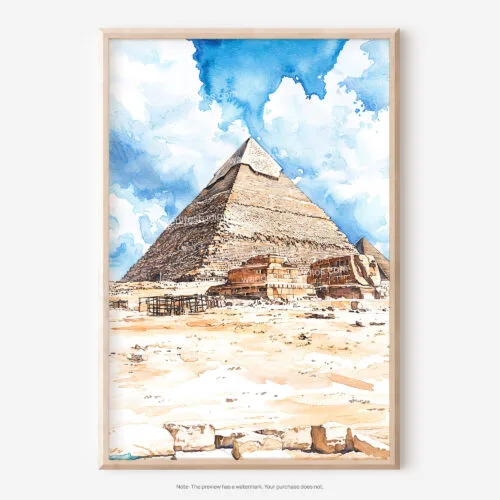 01 - The Pyramids of Giza Watercolor Art - Digital Downloads - Main.jpg
