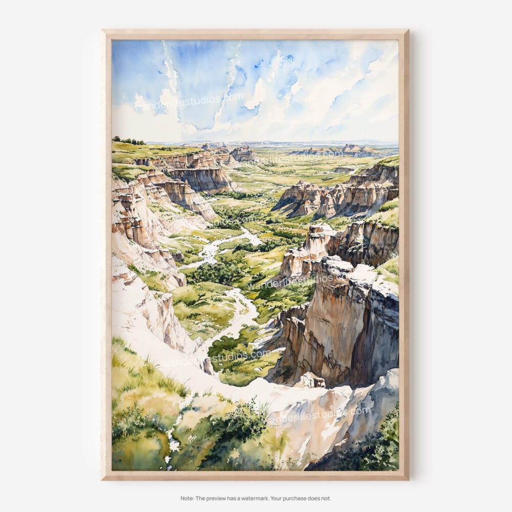 01 - Theodore Roosevelt National Park Watercolor Art - Digital Downloads - Main.jpg
