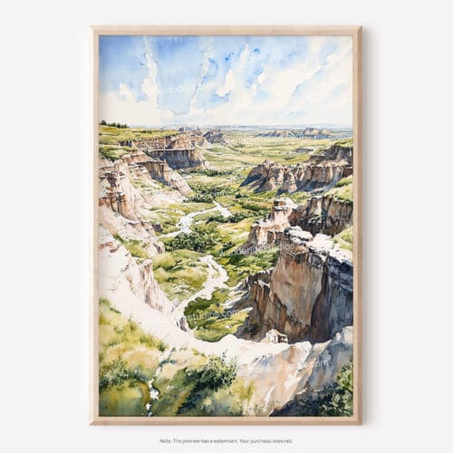01 - Theodore Roosevelt National Park Watercolor Art - Digital Downloads - Main.jpg