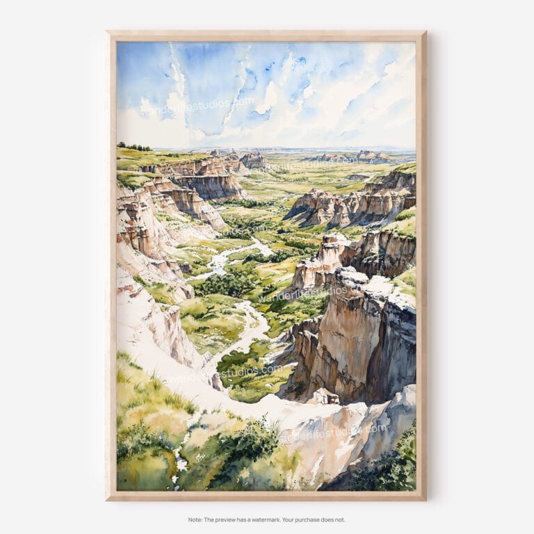 01 - Theodore Roosevelt National Park Watercolor Art - Digital Downloads - Main.jpg