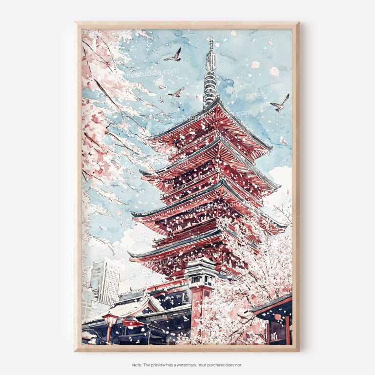 01 - Tokyo Sakura Watercolor Art - Digital Downloads - Main.jpg