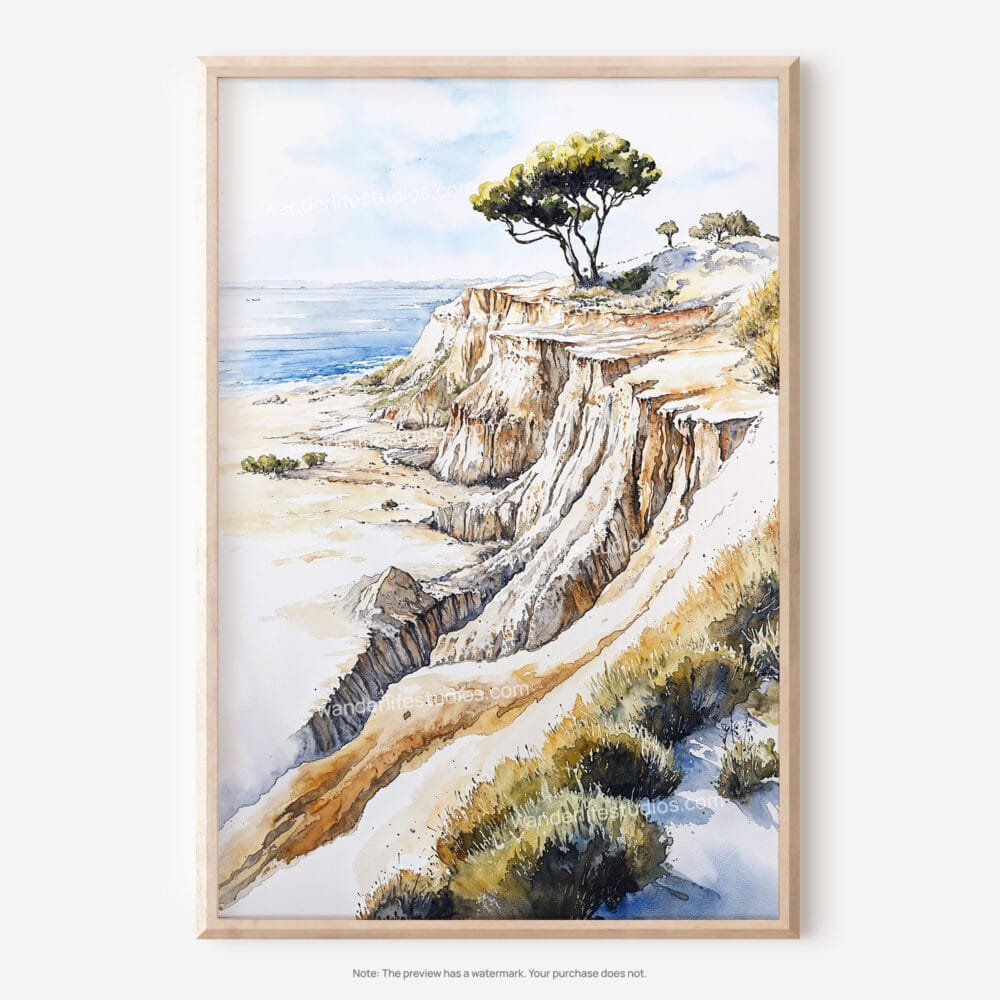 01 - Torrey Pines San Diego Watercolor Art - Digital Downloads - Main.jpg