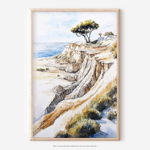 01 - Torrey Pines San Diego Watercolor Art - Digital Downloads - Main.jpg