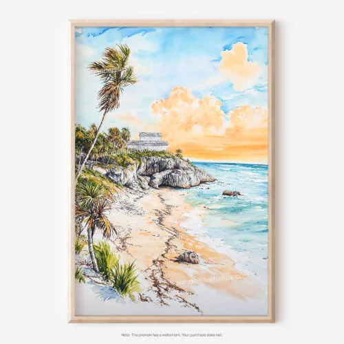 01 - Tulum Mexico Watercolor Art - Digital Downloads - Main.jpg