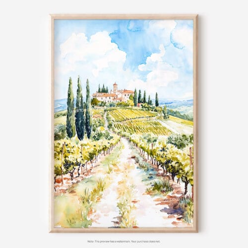 01 - Tuscany Italy Watercolor Art - Digital Downloads - Main.jpg